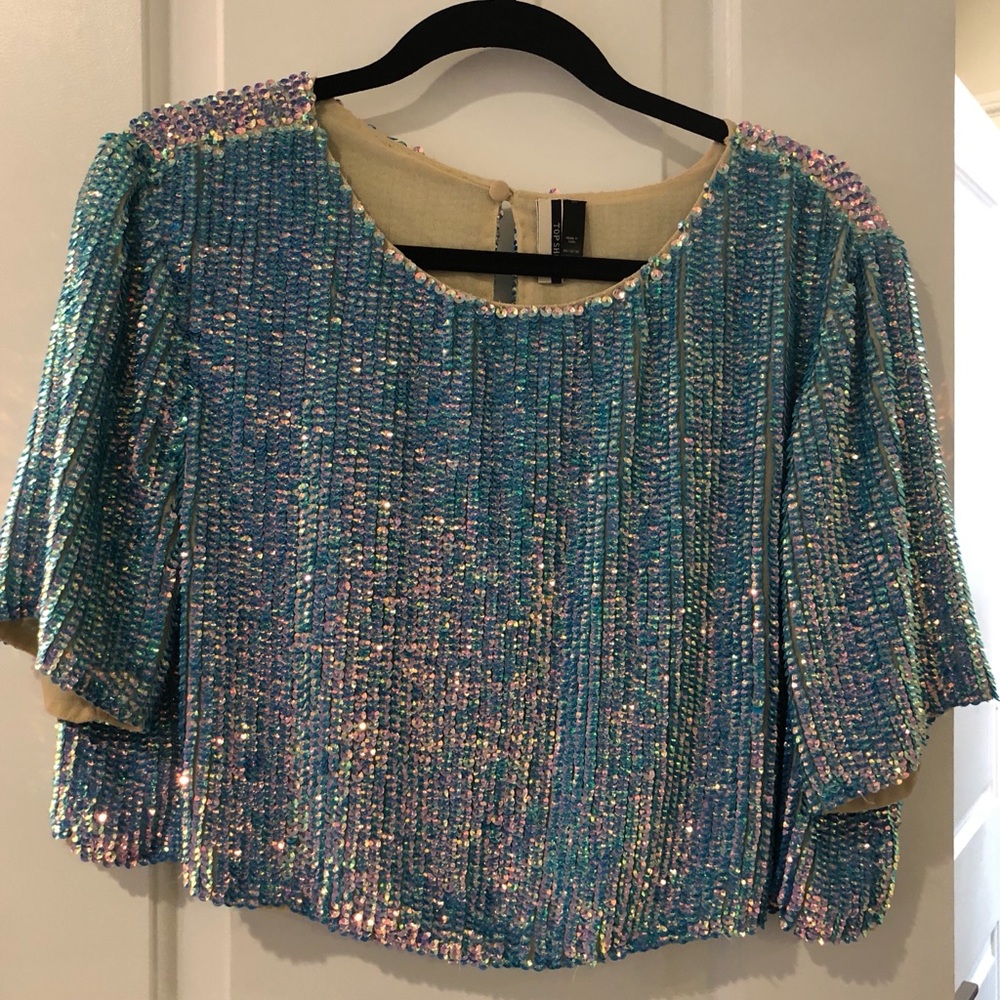 TOPSHOP sequin cropped top